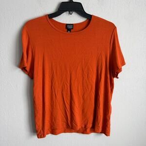 Eileen Fisher Orange Short Sleeve Tee Womens PL Basic Classic Closet Staple